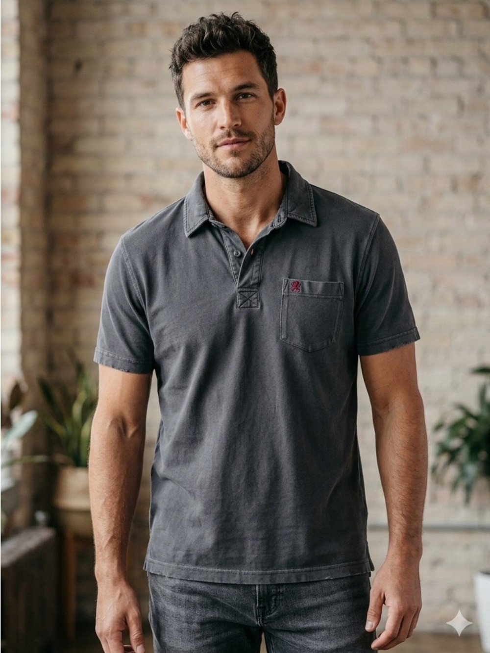 Mossimo Supply Co Polo Shirt Men’s XL Streetwear Gray Y2K Preppy 100% Cotton